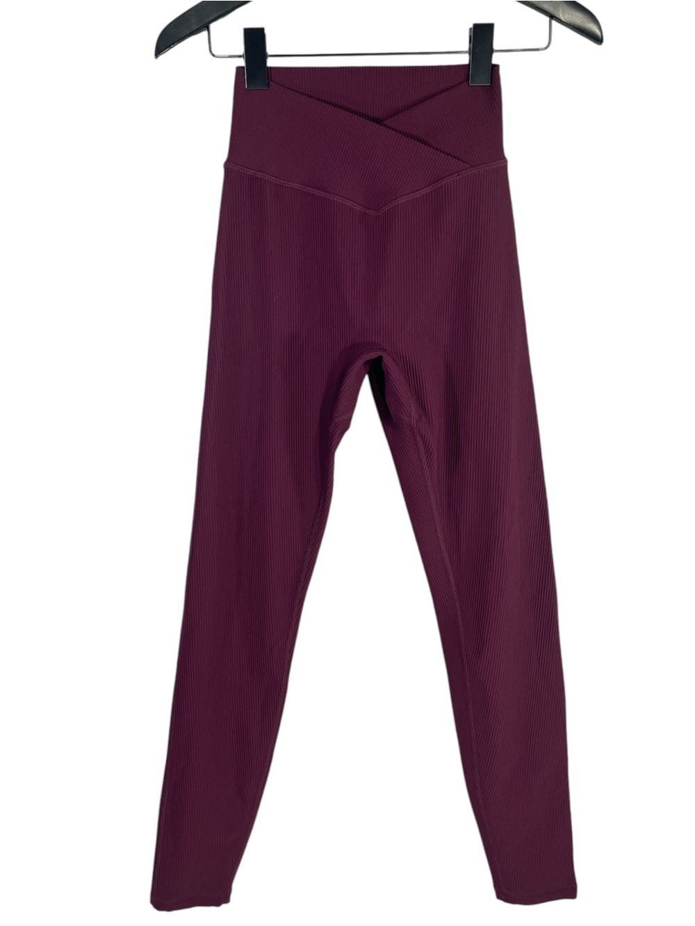 BuffBunny Collection Cross Waist Ribbed 7/8 Legging size Medium in Burgundy - Picture 2 of 6